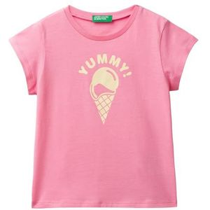 United Colors of Benetton T-shirt voor meisjes en meisjes, Roze, 116