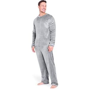CityComfort Herenpyjama set superzachte fleece 2-delige pyjama voor heren, loungewear, nachtkleding en cadeaus voor mannen, Lichtgrijs, L