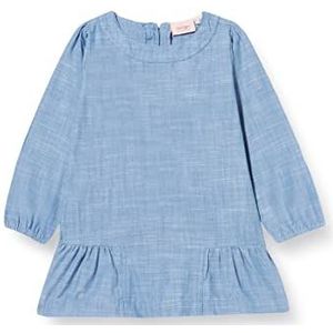 Noa Noa miniature Lange jurk voor babymeisjes, Chambrey Sleeve, lange jurk, Light Denim, 9 Maanden