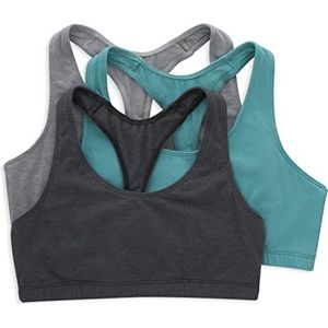 Hanes Dames Racerback katoenen T-Back Bralette (3 Pack), Beton Heather/Isle Green/Sky Grey Heather, XXL