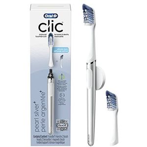 Oral-B Clic tandenborstel, chroomwit, met 1 bonus vervangende borstelkop en magnetische tandenborstelhouder