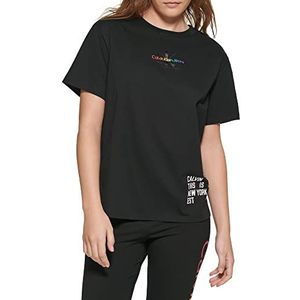 Calvin Klein Dames Jeans Pride Monogram Logo Tour Tee T-Shirt, Zwart, Klein, Zwart, S