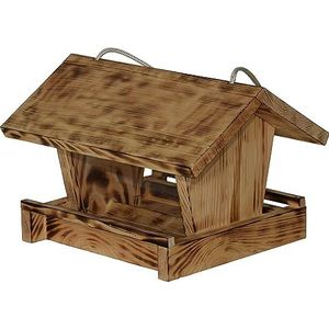 Dehner Natura Linn vogelvoederhuis, ca. 27 x 18 x 20,5 cm, grenenhout, naturel