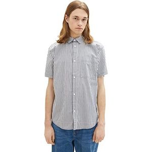 TOM TAILOR Denim Heren 1036243 hemd, 31865-Navy Wool White Stripe, L, 31865 - Navy Wool White Stripe, L