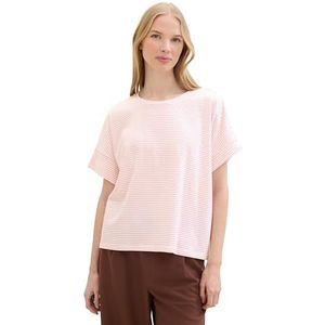 TOM TAILOR Basic Boxy T-shirt voor dames met strepen, 35345 - Offwhite Pink Stripe, XS
