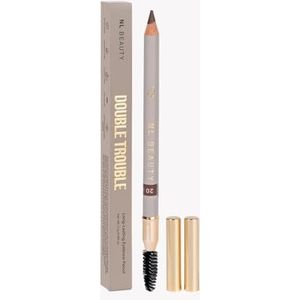 NL Beauty Eyebrow Pencil DOUBLE TROUBLE 20 MEDIUM BROWN - Long-lasting Eyebrow Pencil with Mini Brush Accessory - 1 x 1.1 g