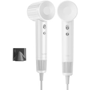 Laifen Haardroger, retroserie, 200 miljoen negatieve ionen, reisföhn met 110.000 omw/min, borstelloze motor voor snel drogen, föhn met hoge snelheid, geluidsarm met magneetmondstuk (wit)