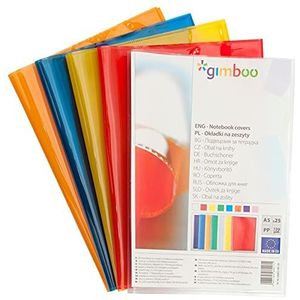 Gimboo Hefthoes boekomslagen / 25er Set/DIN A5 Transparant Kleur: Blauw/Kristalhelder Polypropyleen Folie Doorzichtig/Schoolschriften / 150μm