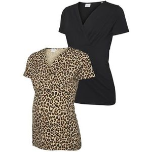 MAMALICIOUS T-shirt voor dames, Zwart/Pack: Leo, L