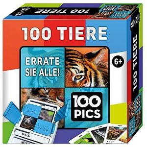 100 PICS 20208045 Quizspel, dieren, educatief spel voor het hele gezin, brainteaser, reisspel voor volwassenen en kinderen vanaf 6 jaar