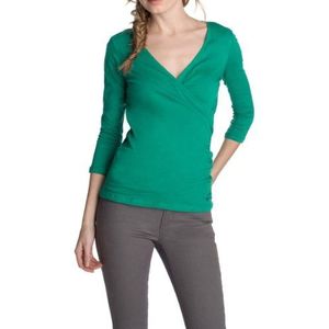 ESPRIT Dames T-Shirt Jersey wikkelshirt met 3/4 mouwen, groen (Bayou Green), XXL