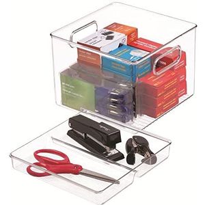 iDesign Linus 2-delige keukenlade organizer voor keukengerei en gereedschap - transparant