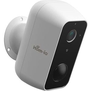 Hom-Io WiFi buiten- en binnencamera, werkt op batterijen, HOM-BATT-CAM, 2 MP Smart WiFi beveiligingscamera, PIR-sensor, videobewaking met 130°-look