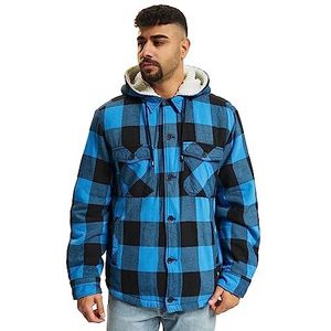 Brandit Heren Lumberjacket Hooded Jacket, Black/Blue, XXL