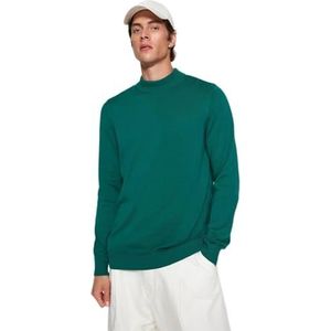 Trendyol Heren rechte lange mouwen slanke sweater, emerald green, S
