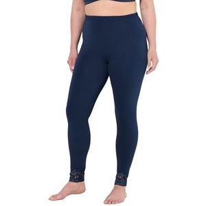 Ulla Popken Dames grote maten grote maten plus size leggings, kanten band, nachtblauw, 32W / 32L