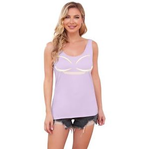 DYLH Dames strakke crop beha onderhemd spaghettibandjes ronde hals T-shirts sport tank top, 1 pak lila, L