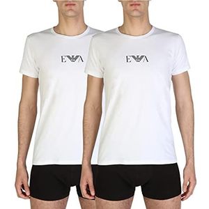 Emporio Armani Heren Knit Brief B T-shirt, wit (Bianco/Bianco 04710), M