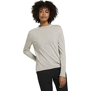 TOM TAILOR mine to five Dames Gebreide trui met opstaande kraag 1023688, 25676 - Soft Silver Grey Melange, L