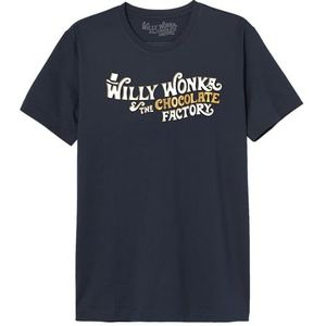 cotton division Willy Wonka ""Logo Willy Wonka"" MEWONKATS002 T-shirt voor heren, marineblauw, maat XS, Marine., XS