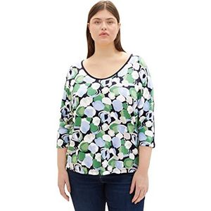 TOM TAILOR Dames T-shirt 1035930, 31572 - Green Flower Design, 52 Grote maten
