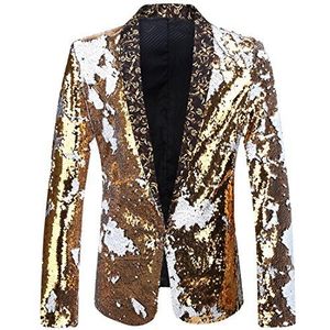 PYJTRL Stijlvol tweekleurig blazerjasje met glanzende pailletten voor heren, S
