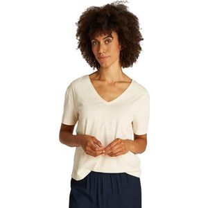 TOMMY HILFIGER Dames SLUB CROP V-NK SS WW0WW43901, Beige, M, Beige (Calico), M