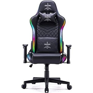 Reaper Professionele gamingstoel met geïntegreerde RGB-ledtechnologie, verstelbare rugleuning, kleurrijke led-profielen in grote kleurkeuze, zwart