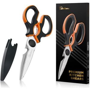 Vitalismo Keukenschaar Professionele Multifunctionele, Schaar Keuken Roestvrijstalen Kitchen Scissors met Flesopener Scherp Mes Antisliphandvat voor Vlees Gevogelte Vis Kip Pizza Grillnoten