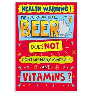 Humor Grappige Verjaardagskaart Bier gezondheidswaarschuwing - 7 x 5 inch - Regal Publishing