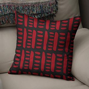 BonaMaison Decoratieve Kussensloop, Rood Zwart Kussenhoezen Bank, Zitkussen, Decoratieve Kussenhoesjes, Kussensloop; Sofa, Slaapkamer, Kantoor, Auto 50x50 Cm - Ontworpen en vervaardigd in Turkije