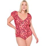 Ulla Popken - Badpak - Koraal / Kersrood / Zwart