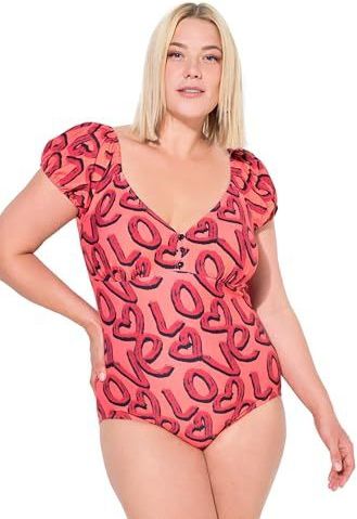 Ulla Popken - Badpak - Koraal / Kersrood / Zwart