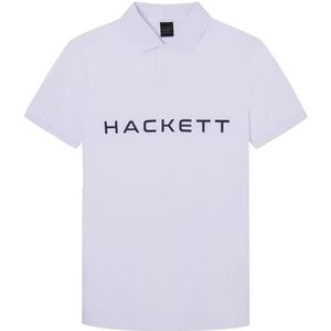 Hackett London Heren Essential Sp Crew Polo, Wit (Wit/Navy), XS, Wit (wit/marine), XS