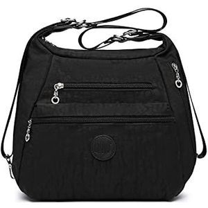 Kono Messenger schoudertas voor vrouwen, multi zakken dames handtas waterdichte casual crossbody tas voor winkelen reizen dagelijks, Zwart, 13'