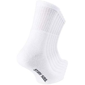 STARK SOUL Crew Socks-Essentials, tennissokken, vrijetijdssokken, (6 of 12 paar), katoen, zwart, wit, grijs gemêleerd, 6 paar - wit, 39-42 EU