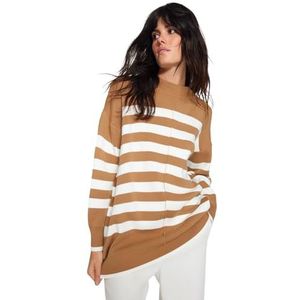 Trendyol Dames Trui-Bruin-Regular Fit, camel, XL