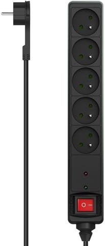 Hama - Stekkerdoos - 5 Stopcontacten - 1,4 m - Met Bescherming Tegen Surtensies