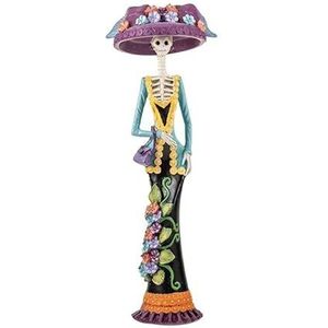 DRW Figuur Catrina meerkleurig met bloemen van hars, handbeschilderd, 34 cm