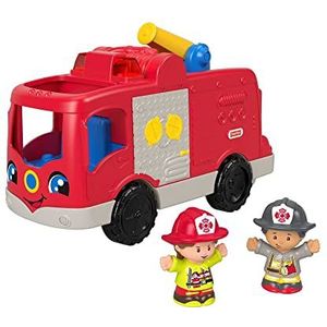 Fisher-Price Little People Helping Anthers Fire Truck - Meertalige editie, muzikaal speelgoed brandweerwagen met figuren voor peuters en kleuters van 1-5 jaar, HJN38