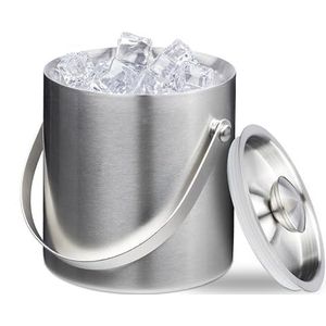 Relaxdays ijsemmer - rvs - dubbelwandig - deksel en hengsel - 1,5 liter - zilver