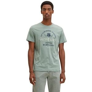 TOM TAILOR Uomini T-shirt met print 1031880, 12960 - Dark Smoke Green, XS
