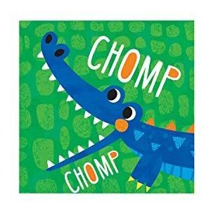 Creative Converting Alligator verjaardagsfeestje Chomp drankservetten, 12,7 cm, lichtgroen, blauw en geel