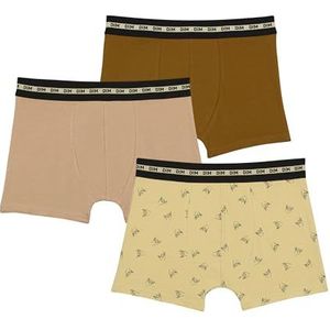 DIM Jongens Fashion Cotton Stretch X3 Boxer, Print Fun/Latte/Olijfbruin, 10 jaar EU, blauw/lichtgroen/donkergroen, 10 Jaar