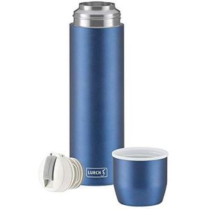 Lurch 240914 thermosfles/thermosfles voor warme en koude dranken van dubbelwandig roestvrij staal met beker 0,45 l, denim blue