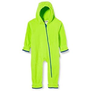 Playshoes Baby fleece overall, ademende uniseks jumpsuit voor jongens en meisjes, met lange ritssluiting en capuchon, contrasterende kleuren