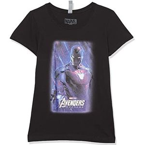 Marvel Little, Big Space Ironman Girls Short Sleeve Tee Shirt, Black, X-Large, Schwarz, XL