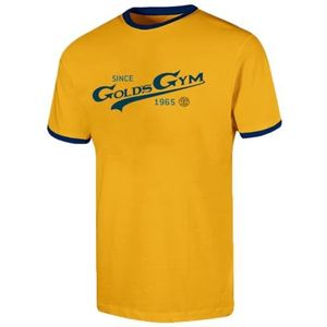 Gold's Gym GGTS153 Heren T-shirt met ronde hals en vintage grafische borst korte mouwen, goud/marineblauw/blauw, XL