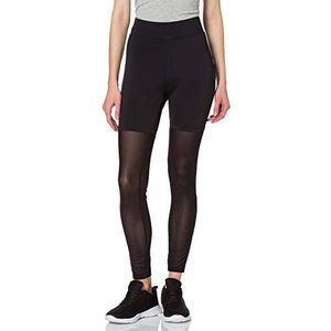 Urban Classics Dameslegging voor dames, hoge taille, transparant, Tech mesh sportbroek voor vrouwen, met mesh-inzetstukken op de benen, maten XS - 5XL, zwart, XS