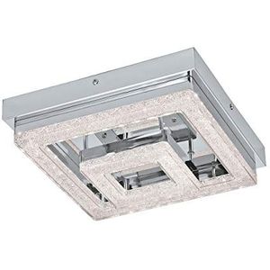 EGLO Fradelo Led-plafondlamp, 2 lichtpunten, van verchroomd metaal en kunststof, kristalhelder, voor woon- en slaapkamer, warmwitte leds, 26 cm (L x B)